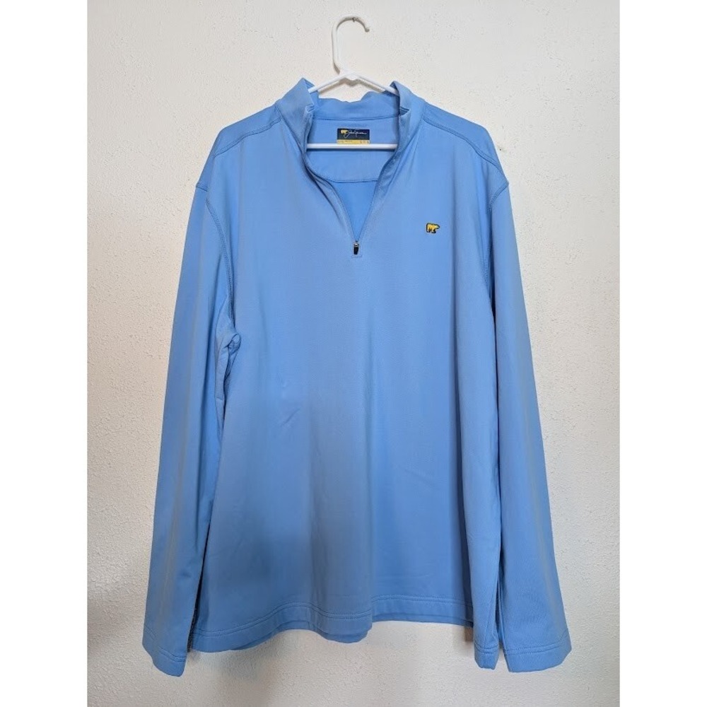 Jack Nicklaus Golf Shirt Men‎ XL Blue 1/4 Zip Long Sleeve Pullover Logo Collared